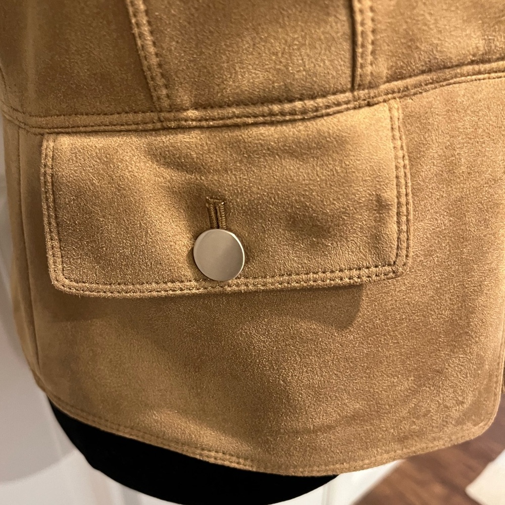 White House Black Market tan faux suede moto jacket tan color - Size Small - Picture 5 of 7